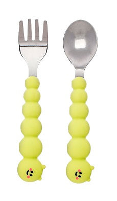Silicone & Stainless Steel Caterpillar Spoon & Fork Set