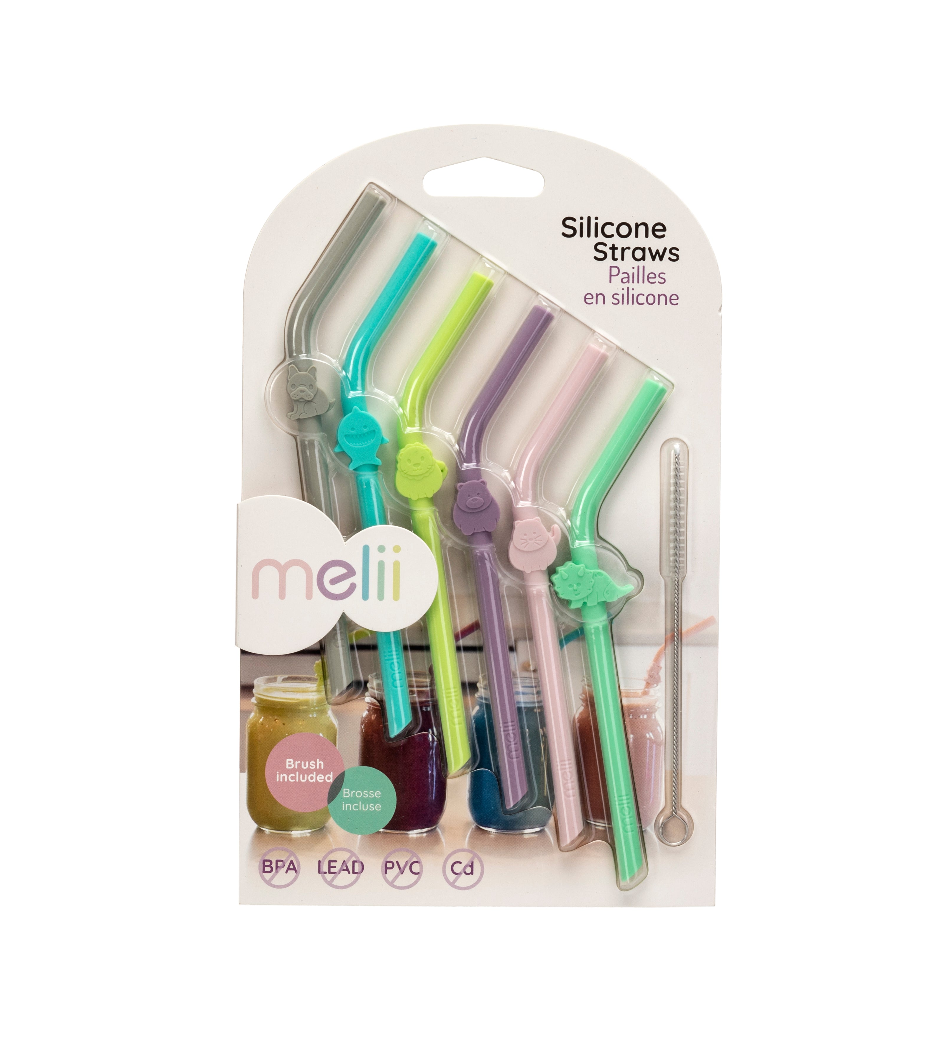 Silicone Animal Straws with Cleaning Brush – Meliibaby