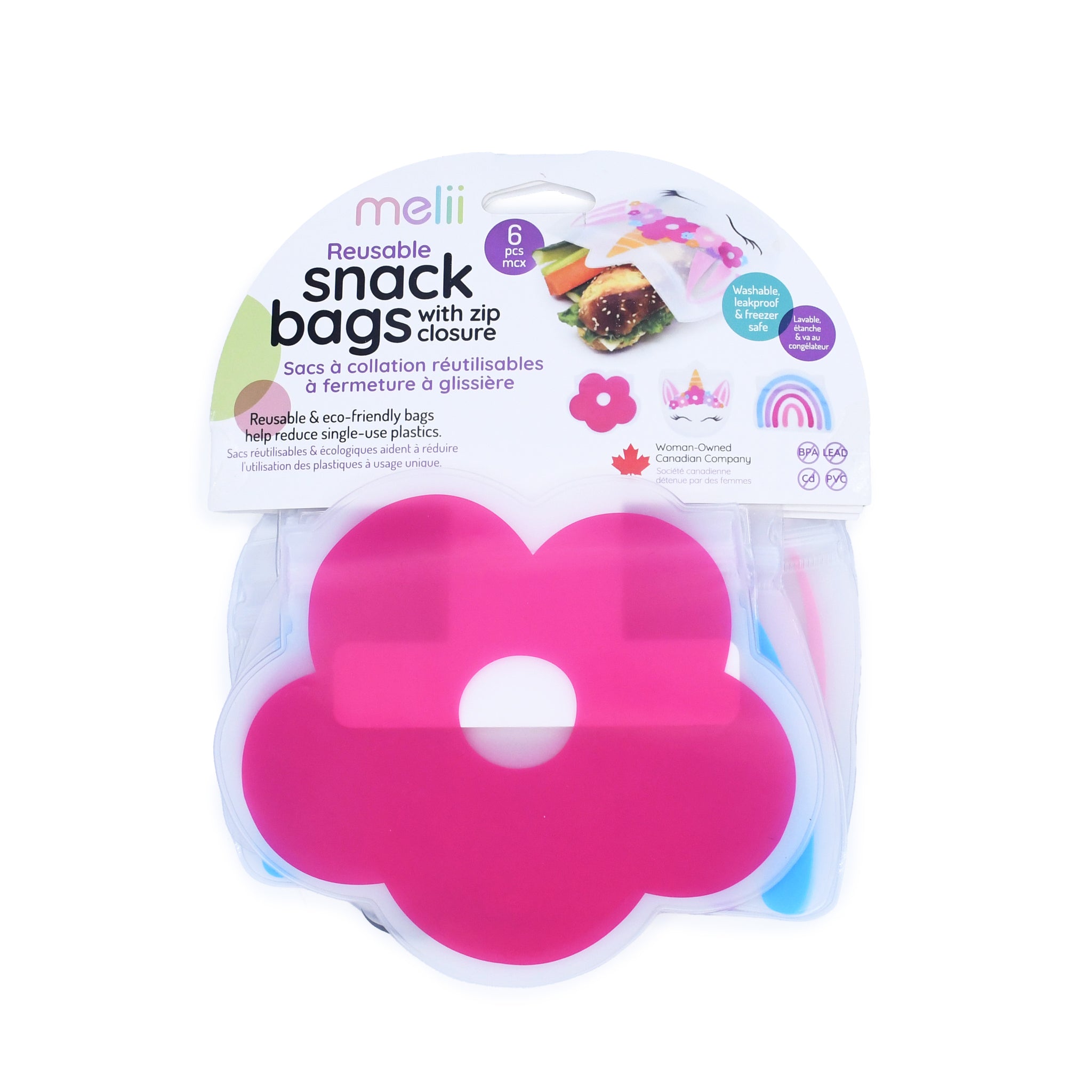 Melii Wiederverwendbare Snackbeutel – 6 Stück, PEVA-Material, Auslaufsicher, BPA-frei, Für Lunchbox, Gefrierschrank & Organisation