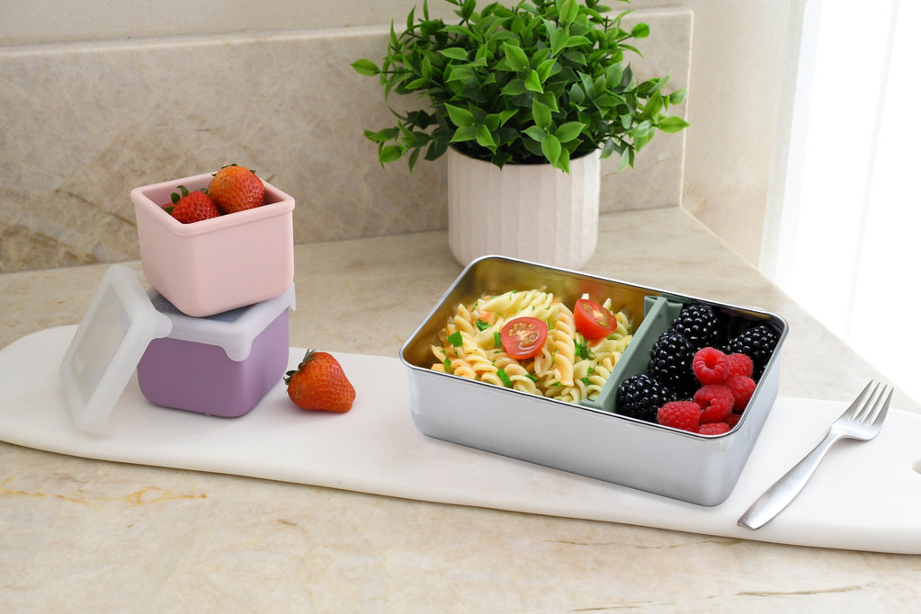 Stainless Steel Bento Box with Silicone Lid & Removeable Divider