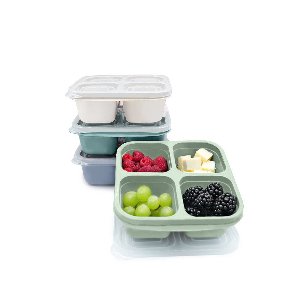 MEEYUU Snackcontainers, 4 compartimenten, bento-snackbox, herbruikbare lunchcontainers voor bereide maaltijden, voor kinderen en volwassenen, verdeelde voedselcontainer voor school, werk, reizen, 4 MEEYUU Snackcontainers, 4 compartimenten, bento-snackbox, herbruikbare lunchcontainers voor bereide maaltijden, voor kinderen en volwassenen, verdeelde voedselcontainer voor school, werk, reizen, 4