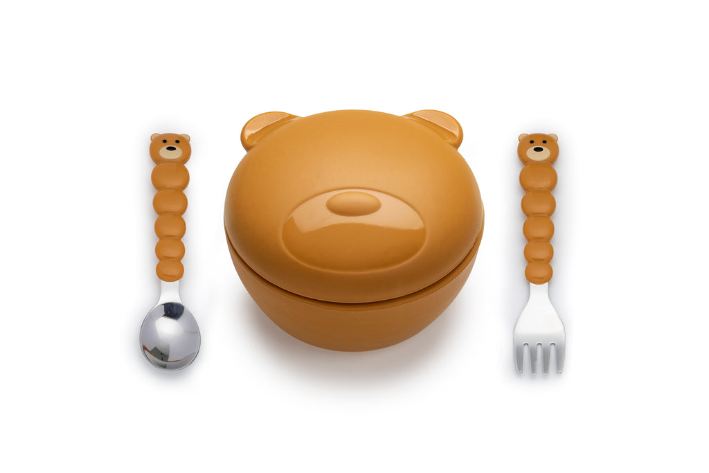 Silicone Animal Bowls with Lid and Utensils