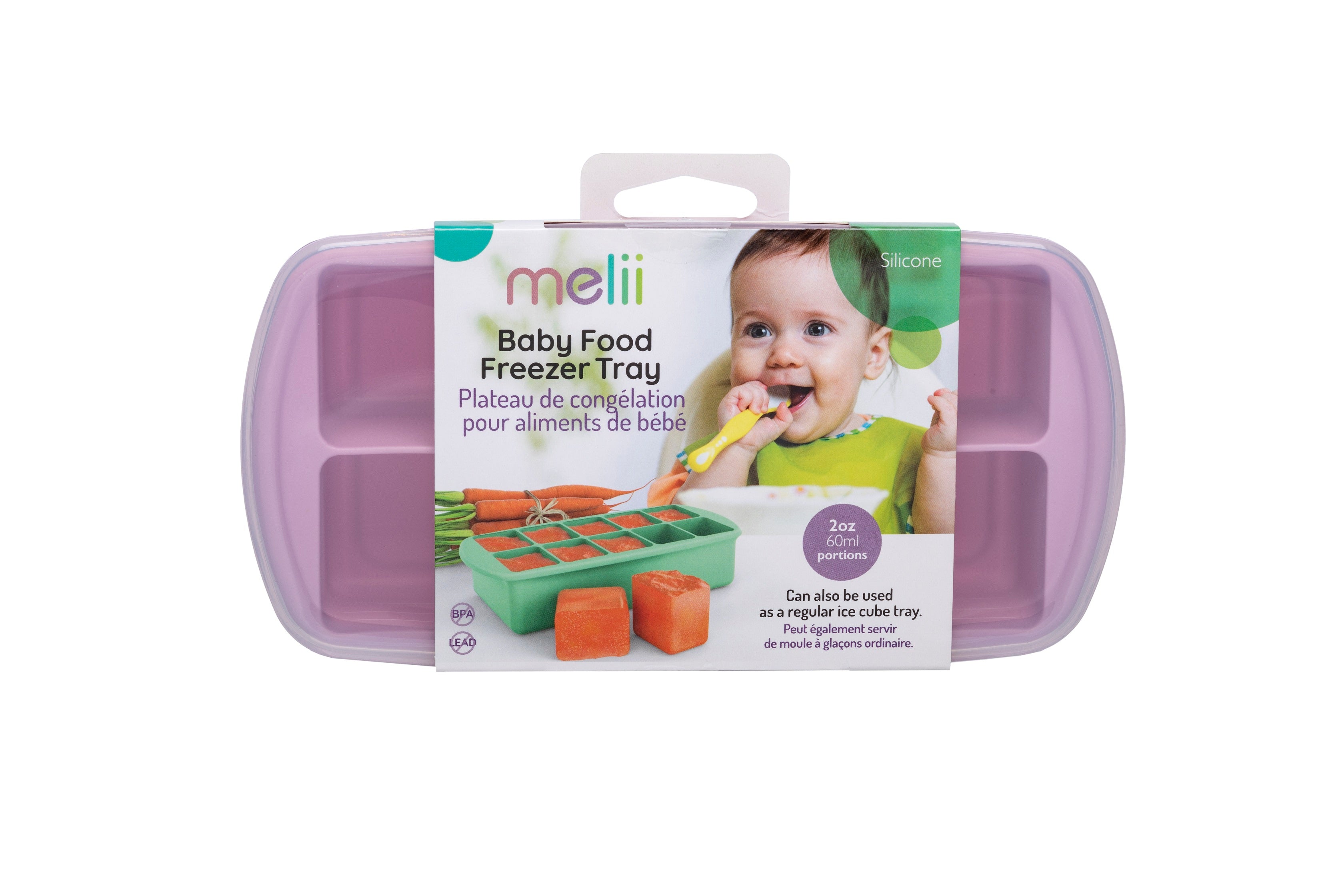 melii Silicone Baby Food Freezer Tray with Lid (Pink)
