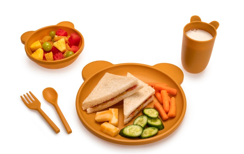 5 Piece Cellulose Feeding Set, Plate, Bowl, Cup, Spoon & Fork