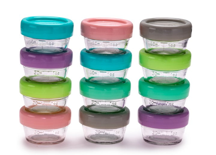 Glass Baby Food Storage Containers Set of 12 4 Oz Jars with Lids Freezer  Small