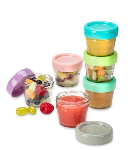 4oz Glass Baby Food Storage Containers Leakproof with Plastic Lid